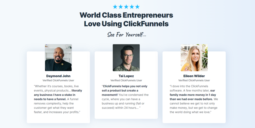 Clickfunnels testimonials